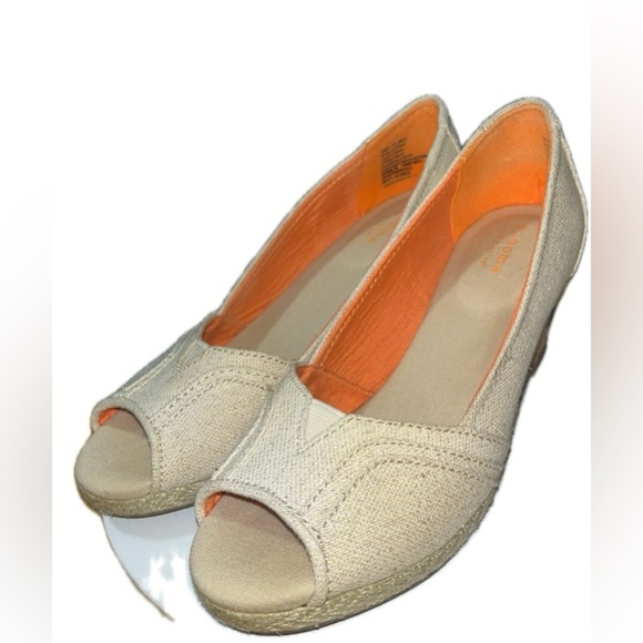 Kohl's Sonoma Life Style Gold Peep Toe Cork Wedge Espidrilles 6.5 MED - Picture 2 of 15